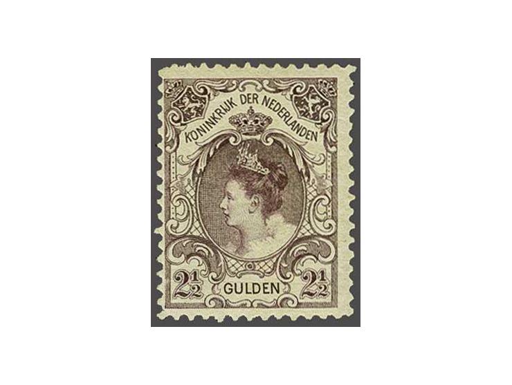 2½ gulden grijsviolet tanding 11 x 11½ met certificaat Vleeming 2014, cat.w. 375