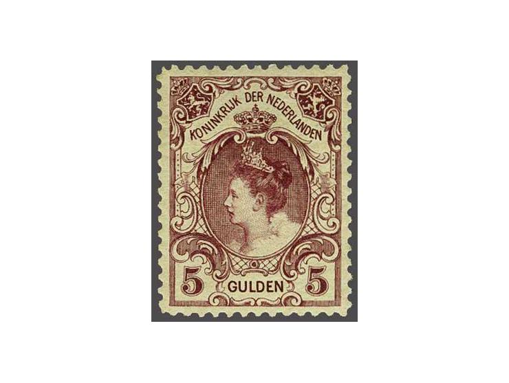 5 gulden wijnrood tanding 11½, origineel spikkeltje in gom, cat.w. 925