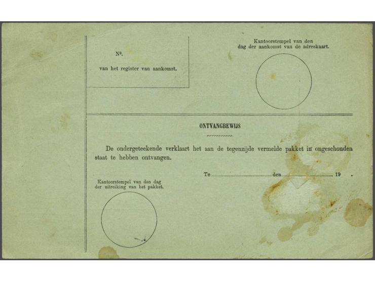 20 cent geelgroen en grijs op Adreskaart voor pakketten zonder aangegeven waarde van Kaatsheuvel 5-12-1912 naar Breda, pracht