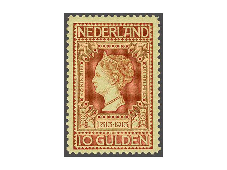 10 gulden roodoranje op geel, pracht ex. met certificaat NKD 2014, cat.w. 950