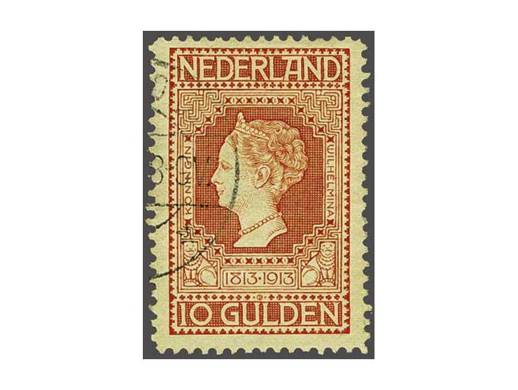 10 gulden roodoranje op geel, pracht ex., cat.w. 900