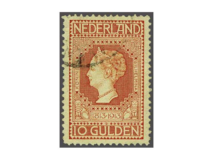 10 gulden roodoranje op geel, pracht ex., cat.w. 900