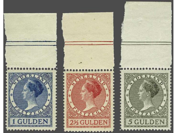 1 t/m 5 gulden tanding 12½ met velrand, nr. 164B originele spikkeltjes in gom, cat.w. 650