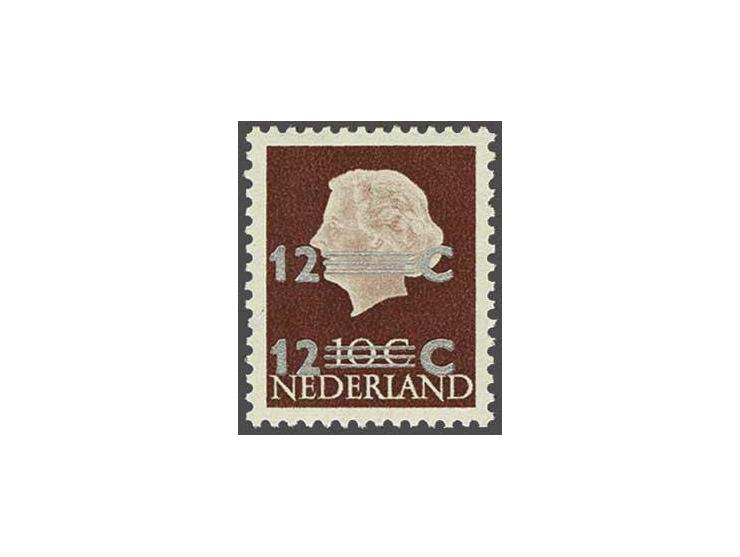 Opruimingsuitgifte 12 op 10 cent roodbruin met variëteit dubbele opdruk gesigneerd Koopman, cat.w. 450