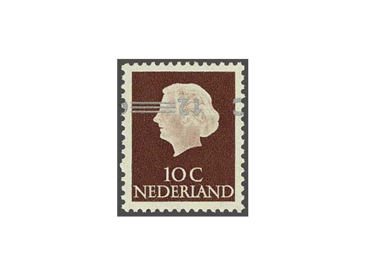 Hulpuitgifte 12 op 10 cent roodbruin met variëteit kopstaande opdruk gesigneerd Koopman, cat.w. 450