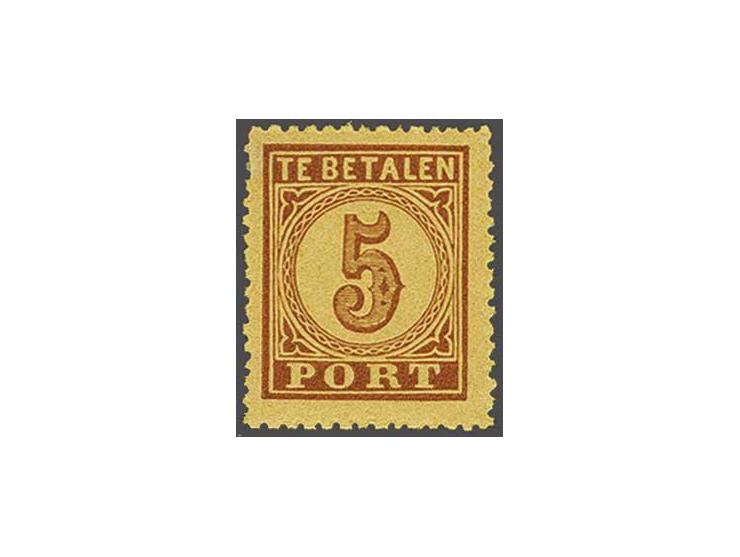 5 cent bruin op oranje tanding 13¼ kleine gaten type B, cat.w. 750