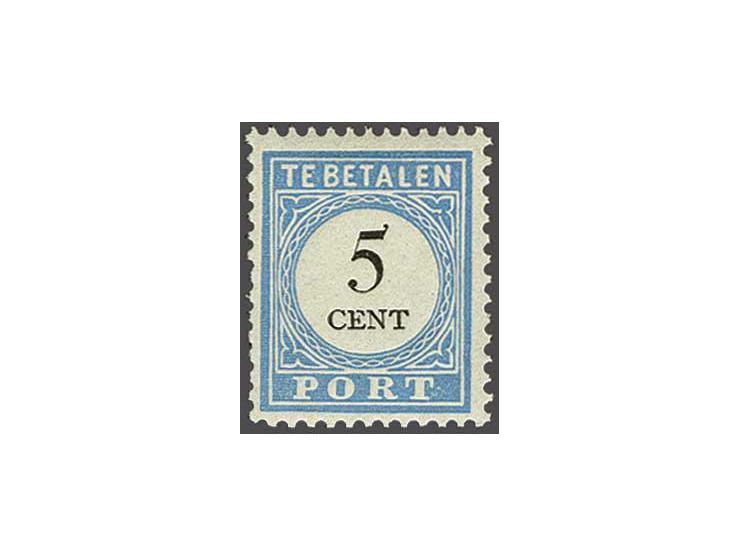 5 cent lichtblauw en zwart tanding 12½ x 12 type I, tanding links zie foto, cat.w. 1100