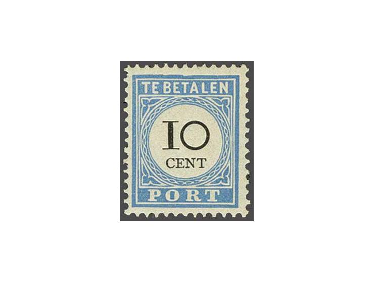 10 cent lichtblauw en zwart tanding 12½ x 12 type III met certificaat Vleeming 2013, cat.w. 1200