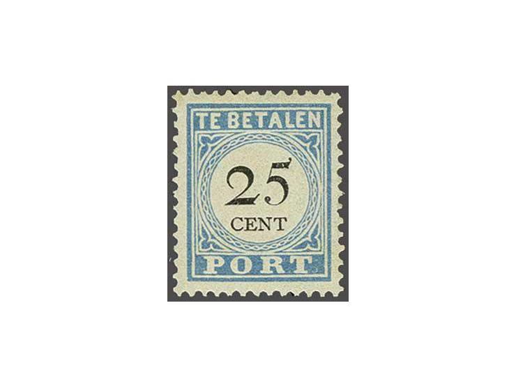 25 cent lichtblauw en zwart tanding 12½ x 12 type IV, pracht ex. (miniem papiervezeltje hoektand linksboven), cat.w. 550