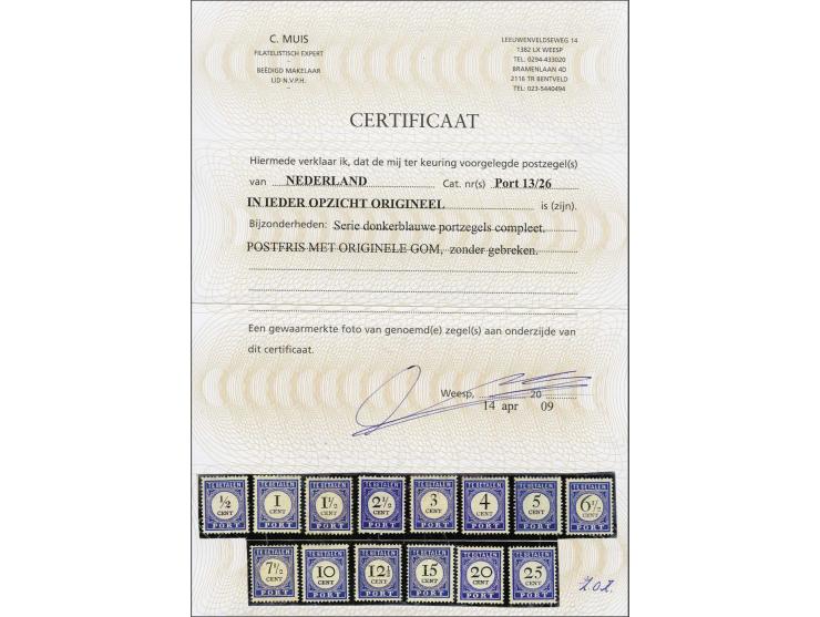 ½ t/m 25 cent donkerblauw en zwart met certificaat Muis 2009, nr. P16 enkele kortere tandjes en nr. P23 miniem korter tandje 