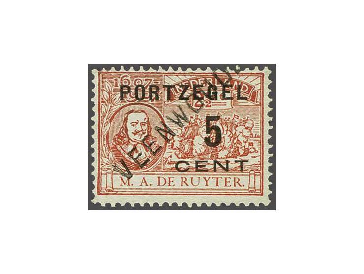 De Ruyter 5 cent met vrijwel compleet langstempel Veenwoude, pracht ex., schaars op deze emissie ! 