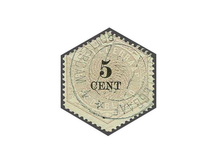 5 cent met kortebalk stempel rijkstelegraaf Rotterdam 4, pracht ex.