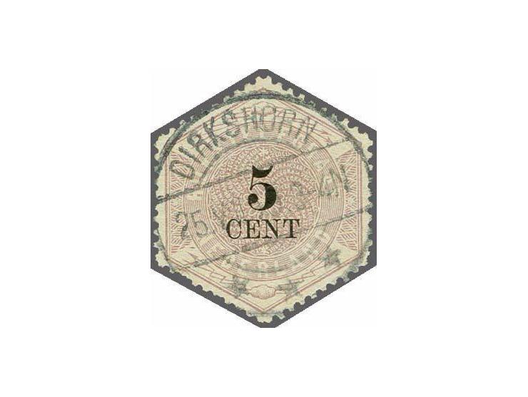 5 cent met postale stempels (8 ex.) w.b. langstempel Amsterdam Amstelstraat, langebalk Amsterdam Pr. Hendr. Kade, Amsterdam T