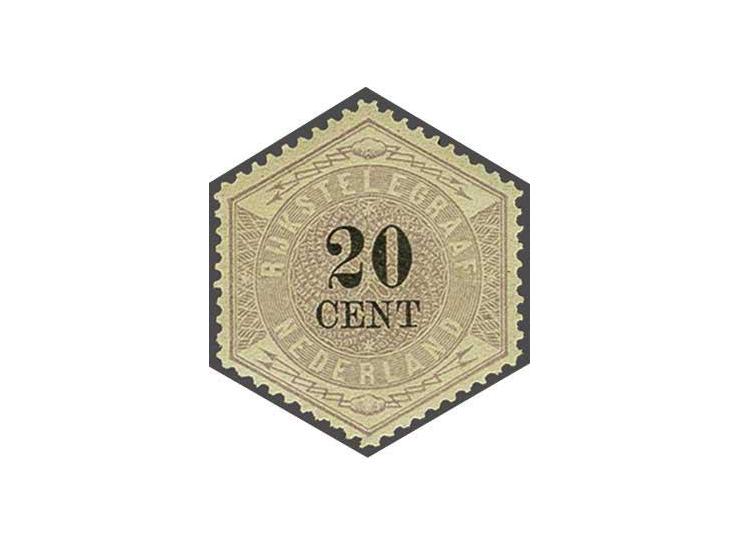 20 cent lila en zwart met getinte gom  met certificaten Moeijes 1993, Muis 2001 en Vleeming 2015, cat.w. 1760