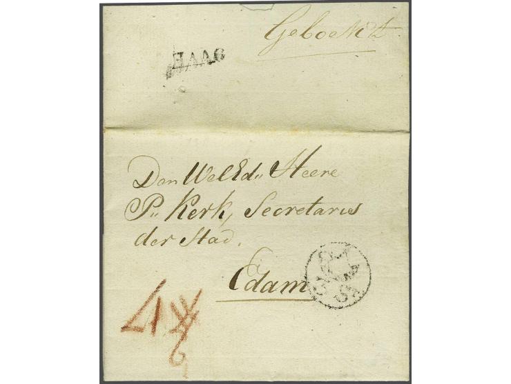 3 St algemeen model Amsterdam, pracht afdruk op frisse brief Haag (naamstempel PEP 1017-05) 13 nov 1807 naar Edam, totaal por