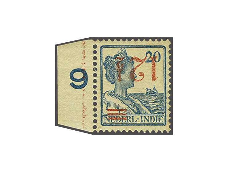 Hulpuitgifte 12½ op 20 cent blauw met variëteit kopstaande opdruk met velrand, pracht ex. gesigneerd Hekker, cat.w. 450