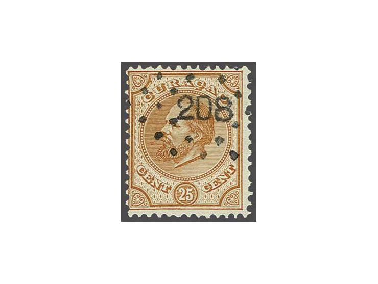 Willem III 25 cent oranjebruin met luxe afdruk puntstempel 208 - St. Eustatius -, pracht ex.  