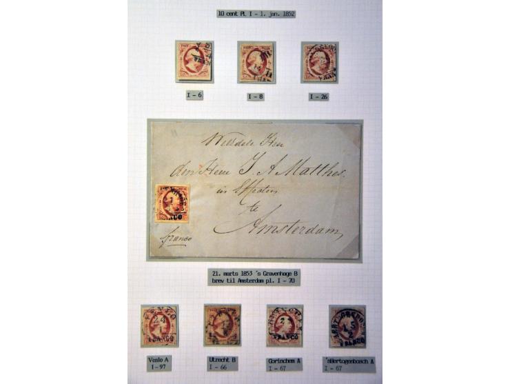 emissie 1852, kwalitatief mooie gespecialiseerde collectie met platen, stempels, paren, strippen, poststukken etc. keurig opg