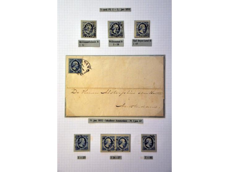 emissie 1852, kwalitatief mooie gespecialiseerde collectie met platen, stempels, paren, strippen, poststukken etc. keurig opg