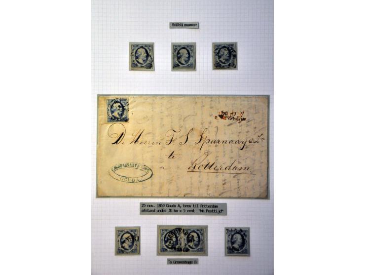 emissie 1852, kwalitatief mooie gespecialiseerde collectie met platen, stempels, paren, strippen, poststukken etc. keurig opg