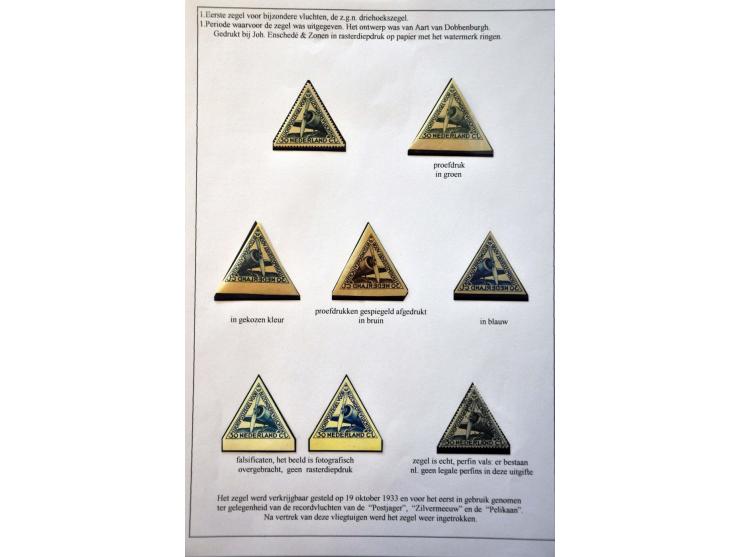 collectie luchtpostzegels met uitgebreide verzameling proeven LP10 w.b. kleurvarianten, spiegeldruk, harmonicavouw en ca. 30 