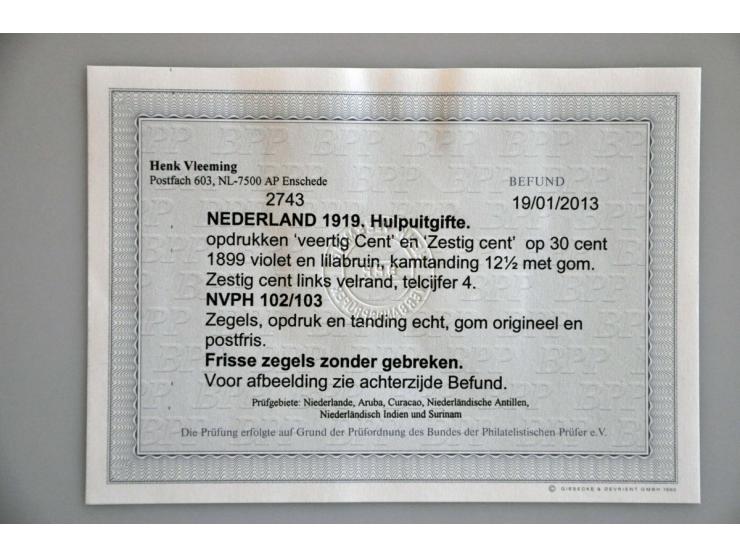 collectie 1872-1999 nagenoeg geheel ** in over het algemeen mooie kwaliteit met veel beter materiaal w.b. gecertificeerd Vlee