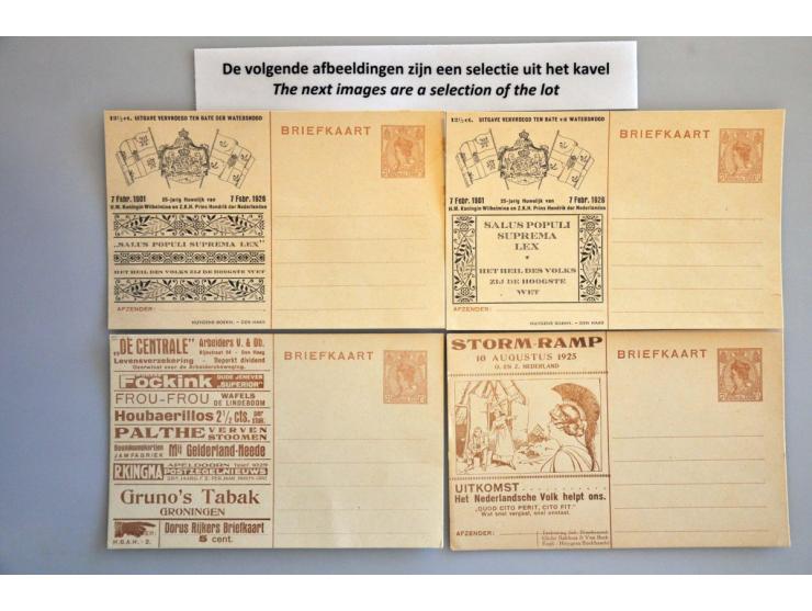 collectie met ca. 750 postwaardestukken, deels gebruikt én ongebruikt met betere (opdruk)kaarten, geïllustreerde kaarten, enk