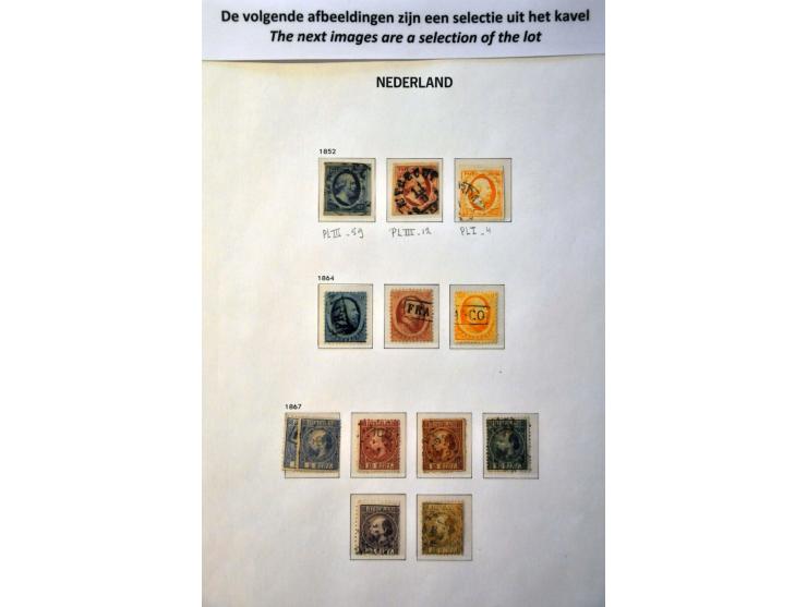 collectie 1852-1994 gestempeld w.b. nrs. 1-47, 49, 80, 130-131, roltanding, Meeuwen, port etc. in 4 Davo albums