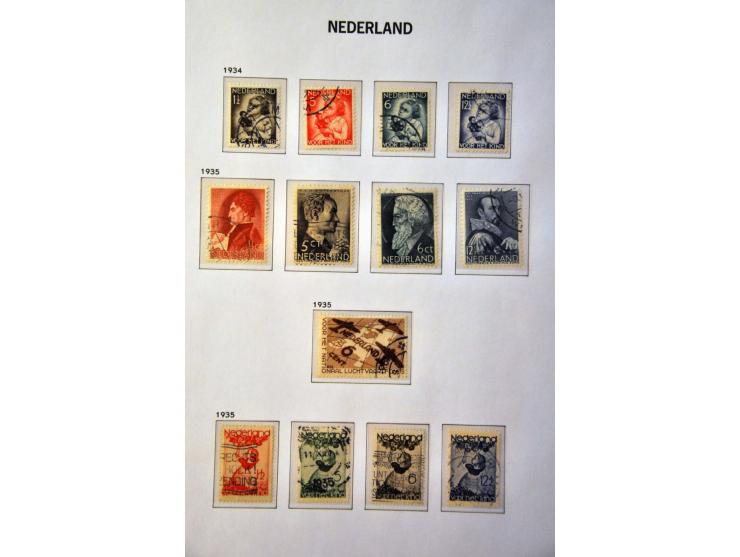 collectie 1852-1994 gestempeld w.b. nrs. 1-47, 49, 80, 130-131, roltanding, Meeuwen, port etc. in 4 Davo albums