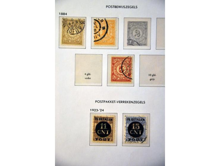 collectie 1852-1994 gestempeld w.b. nrs. 1-47, 49, 80, 130-131, roltanding, Meeuwen, port etc. in 4 Davo albums