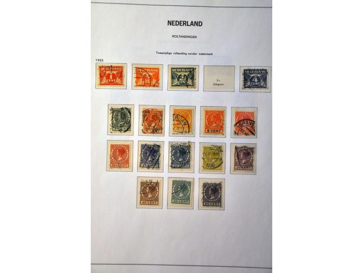 collectie 1852-1994 gestempeld w.b. nrs. 1-47, 49, 80, 130-131, roltanding, Meeuwen, port etc. in 4 Davo albums