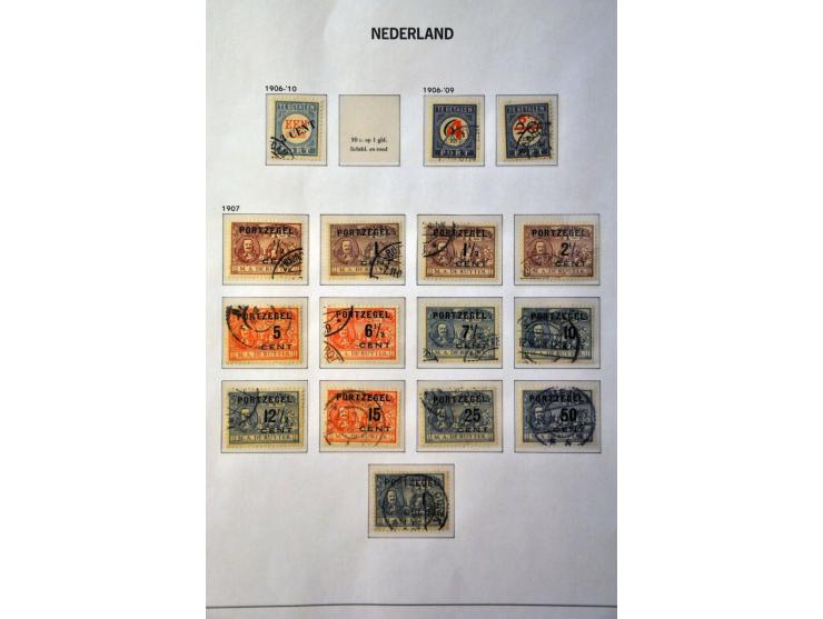 collectie 1852-1994 gestempeld w.b. nrs. 1-47, 49, 80, 130-131, roltanding, Meeuwen, port etc. in 4 Davo albums