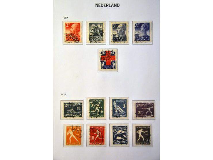 collectie 1852-1994 gestempeld w.b. nrs. 1-47, 49, 80, 130-131, roltanding, Meeuwen, port etc. in 4 Davo albums