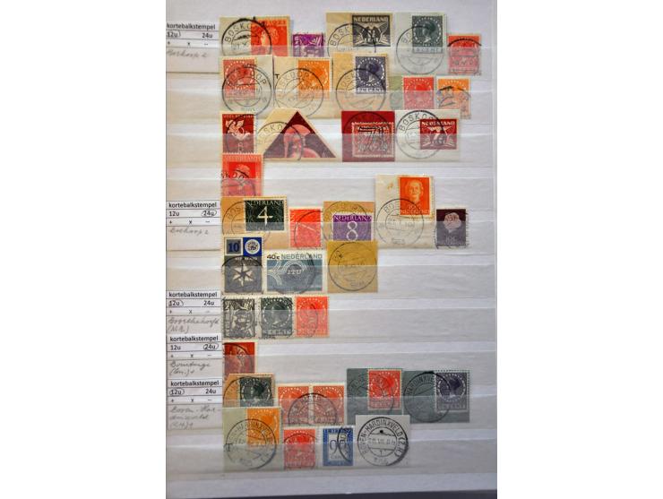 mooie collectie kortebalkstempels (ruim 10.000 ex.) met luxe afdrukken en betere ex. w.b. pakketpost, traject, Amsterdam R.S.