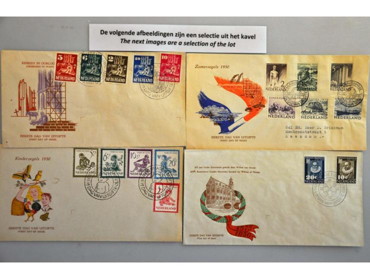 collectie fdc's 1-639 (2012) w.b. E1, betere ex. onbeschreven (E4 vals) en kindvelletjes in 4 albums in doos  