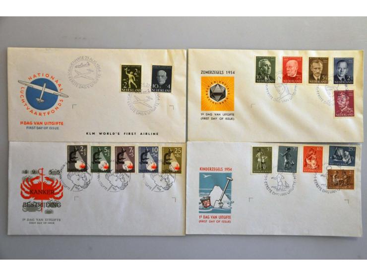 collectie fdc's 1-639 (2012) w.b. E1, betere ex. onbeschreven (E4 vals) en kindvelletjes in 4 albums in doos  