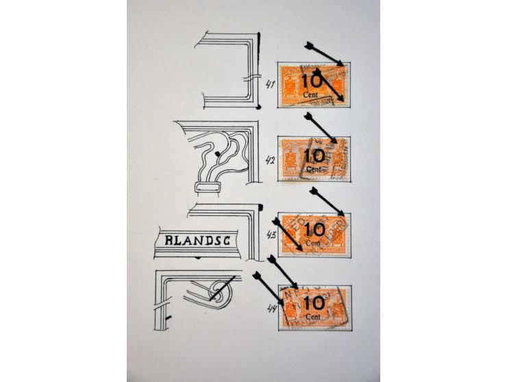 spoorwegzegels 1934-1944, uitgebreide collectie gestempeld w.b. plaatfouten en plaatreconstructies in 2 ringbanden. Delen van