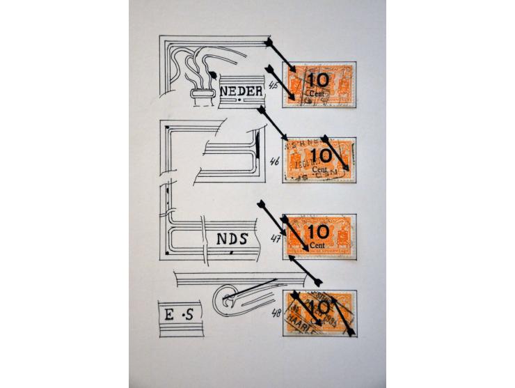 spoorwegzegels 1934-1944, uitgebreide collectie gestempeld w.b. plaatfouten en plaatreconstructies in 2 ringbanden. Delen van