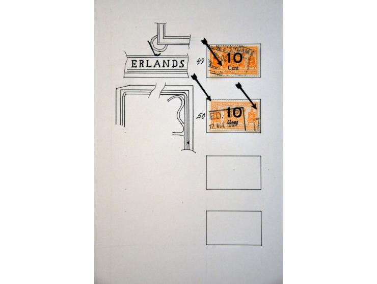 spoorwegzegels 1934-1944, uitgebreide collectie gestempeld w.b. plaatfouten en plaatreconstructies in 2 ringbanden. Delen van