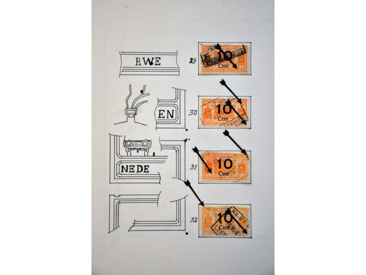 spoorwegzegels 1934-1944, uitgebreide collectie gestempeld w.b. plaatfouten en plaatreconstructies in 2 ringbanden. Delen van