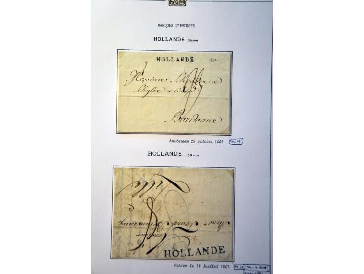 collectie voorfilatelie vanaf 1731, 48 beschreven met naamstempels en grensstempels w.b. (De) Hollande en D'Hollande in types