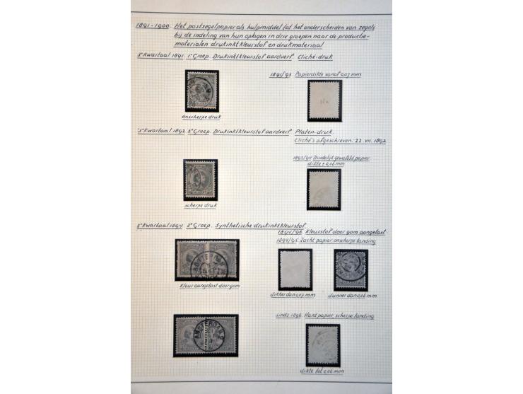 emissie Hangend Haar, gespecialiseerde collectie gestempeld w.b. kleuren, papiersoorten, stempels, clichéfouten, enkele posts