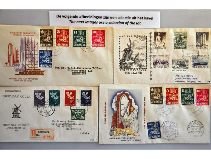 poststukken met 1e-dagstempels w.b. veel ouder jaren '20 en '30 met o.a. Sluis covers, veel fdc's verschillende uitgevers, fi