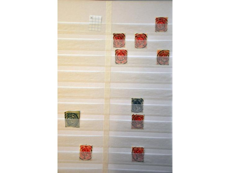 mooie collectie grootrond trajectstempels (ruim 250 ex.) met veel luxe afdrukken en betere ex. (o.a. Amst: Harmelen-Rott:, Ha