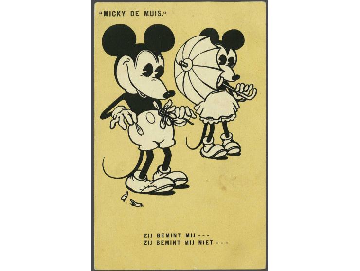 ca. 200 ex. meest oude met leuk motief o.a. Mickey Mouse in album