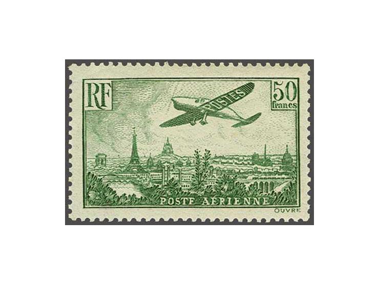 Airmail. Airplane over Paris 50 francs green, very fine unmounted mint, cat.v. 2000