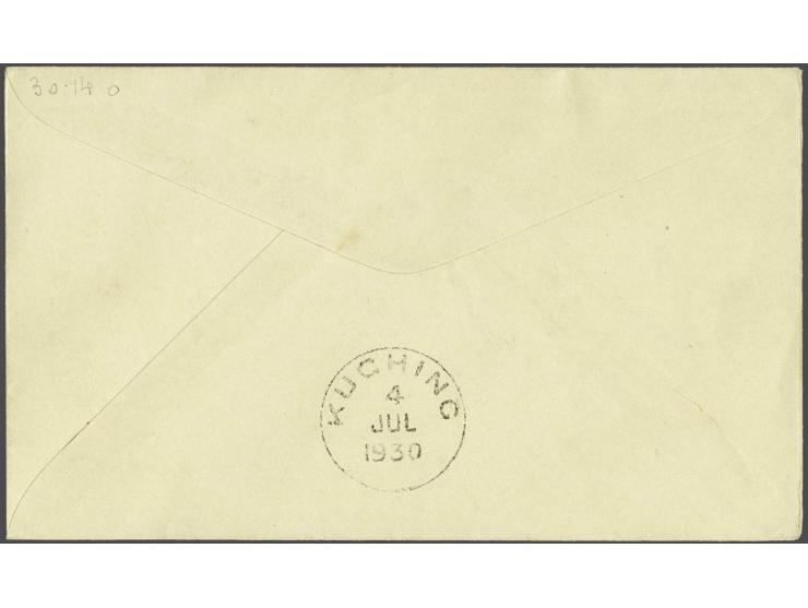 RAF survey flight 1930, envelope carried on the fifth stage from Sibu to Kuching, franked at 14 cents (2, 4 and 8 cents) canc