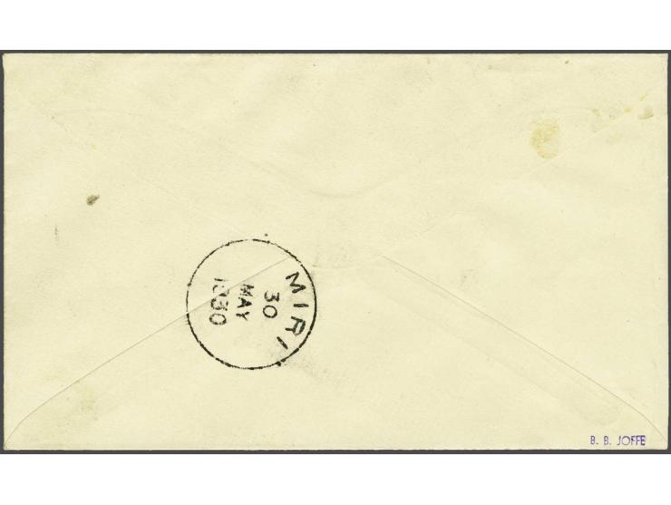 RAF Far East cruise 1930, envelope carried aboard flying boat S1419 from Kuching to Miri, franked at 30 cents due to registra