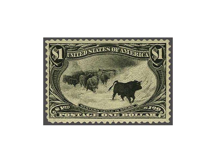 Omaha $1 Western Cattle in the Storm, very fine mounted mint with 1987 Philatelic Foundation certificate, cat.v. $ 1400