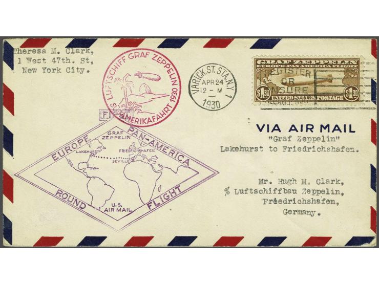 Südamerikafahrt 1930. Cover of the return flight 24-4-1930 with the $ 1,30 brown and special cachet type II, very fine and ve